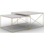 Σετ τραπεζάκια σαλονιού Cilo-Gkri-Xryso 75x75x43