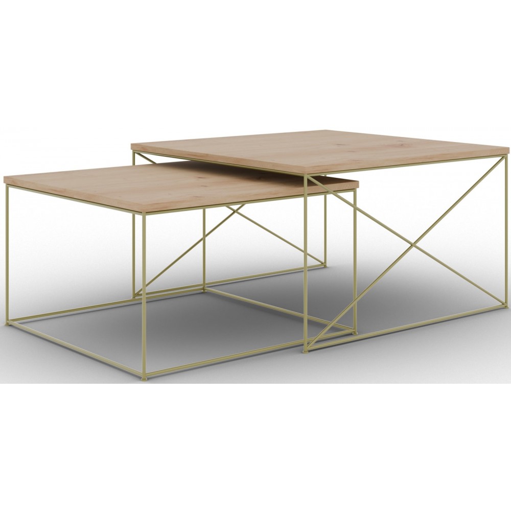 Σετ τραπεζάκια σαλονιού Cilo-Kafe-Xryso 75x75x43
