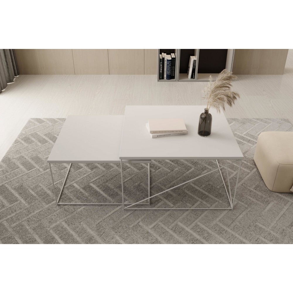 Σετ τραπεζάκια σαλονιού Cilo-Leuko 75x75x43