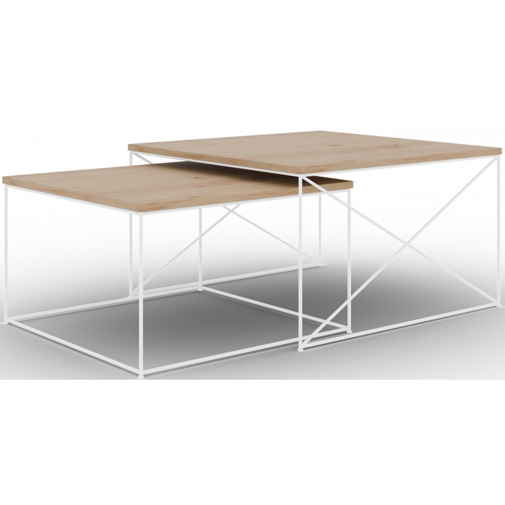 Σετ τραπεζάκια σαλονιού Cilo-Leuko-Kafe 75x75x43