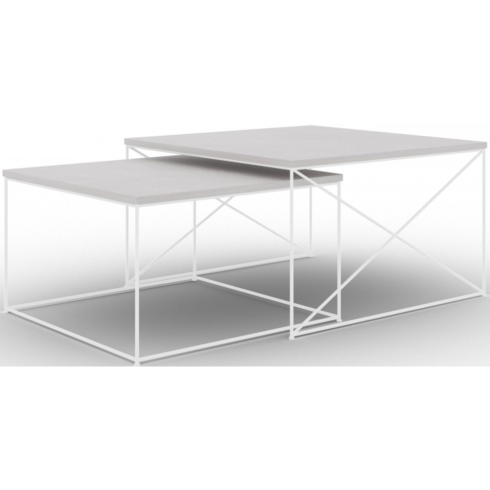Σετ τραπεζάκια σαλονιού Cilo-Leuko-Gkri 75x75x43