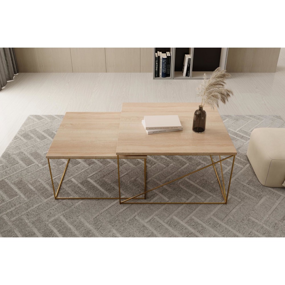Σετ τραπεζάκια σαλονιού Cilo-Sonoma 75x75x43