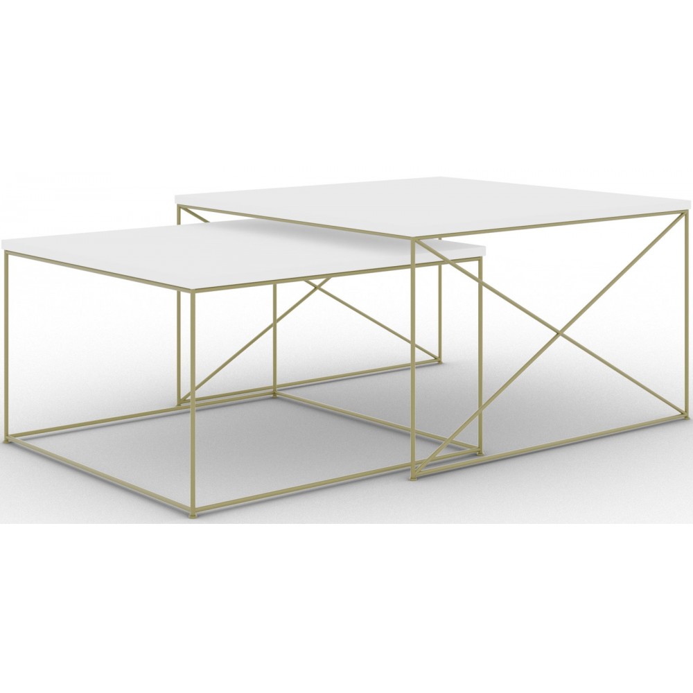 Σετ τραπεζάκια σαλονιού Cilo-Xruso - Leuko 75x75x43