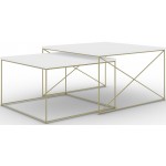 Σετ τραπεζάκια σαλονιού Cilo-Xruso - Leuko 75x75x43