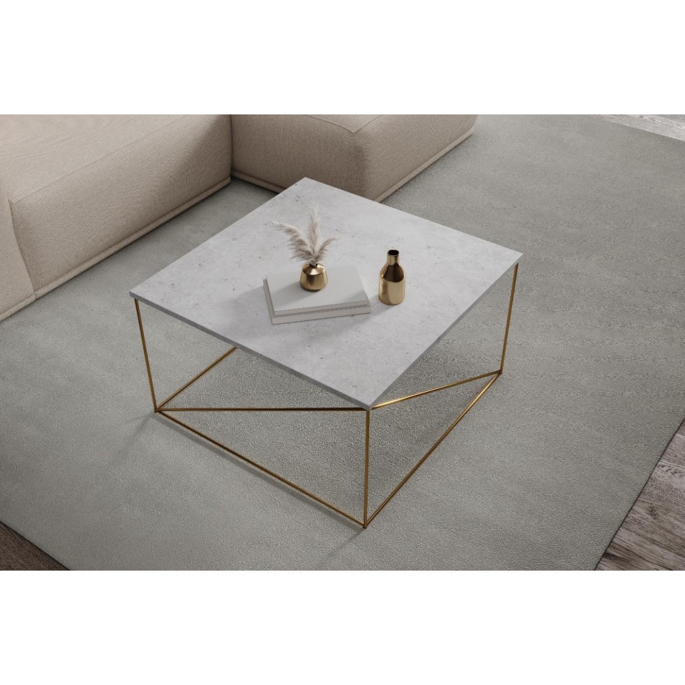 Τραπεζάκι σαλονιού Lenio-Gkri-Xryso 75x75x43