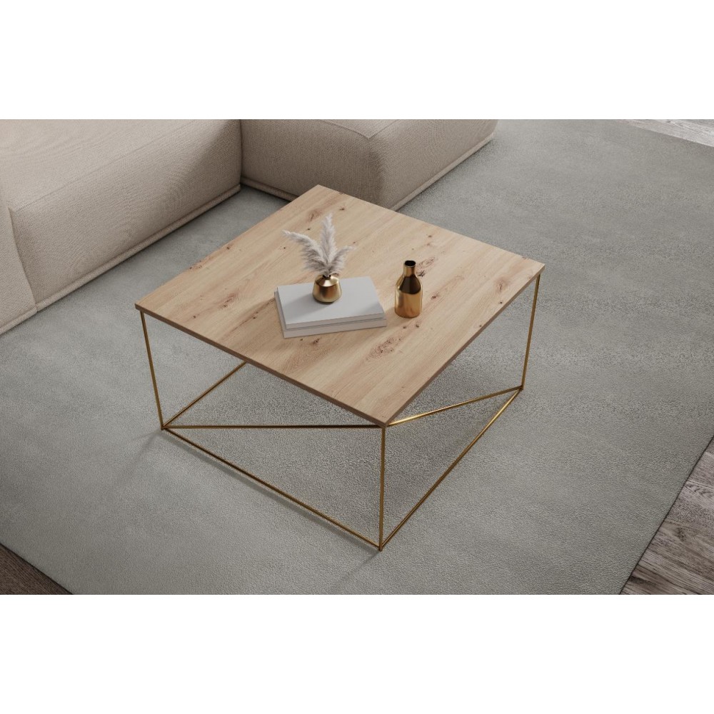 Τραπεζάκι σαλονιού Lenio-Kafe-Xryso 75x75x43