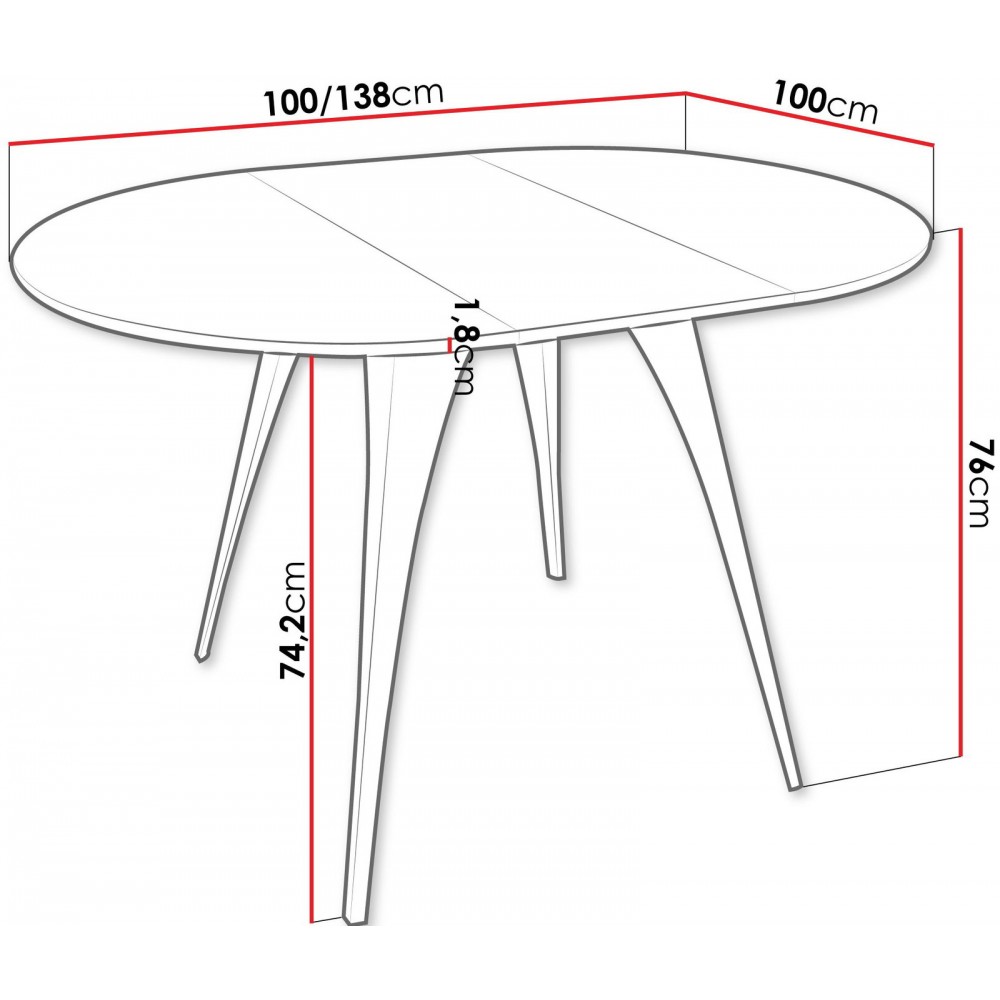 Επεκτεινόμενο τραπέζι Carmina 138x100x76
