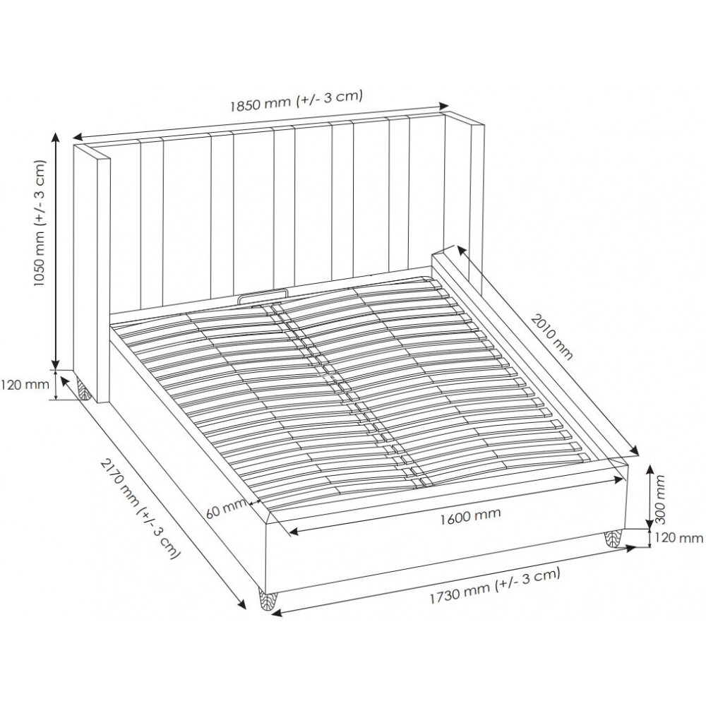 Επενδυμένο κρεβάτι Brillo-160 x 200
