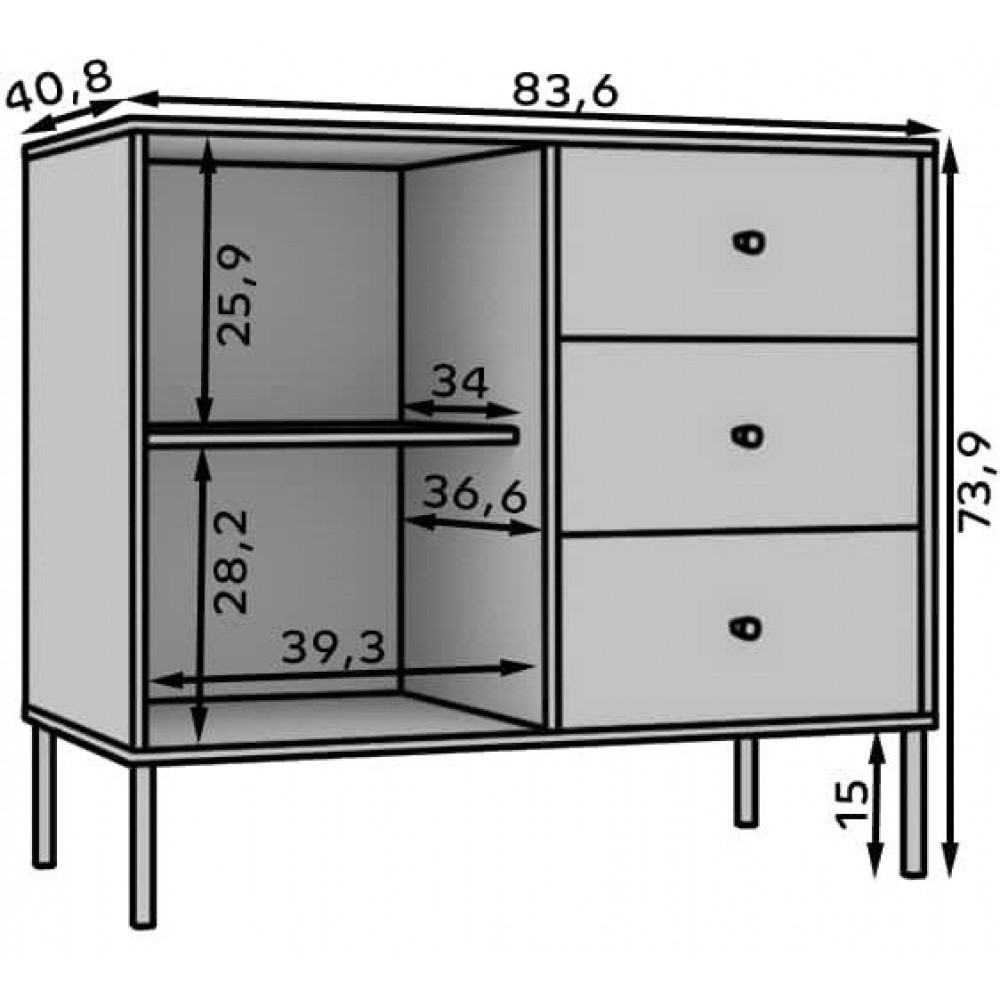 Μπουφές Code 1D-Mpez 83.6x40.8x73.9