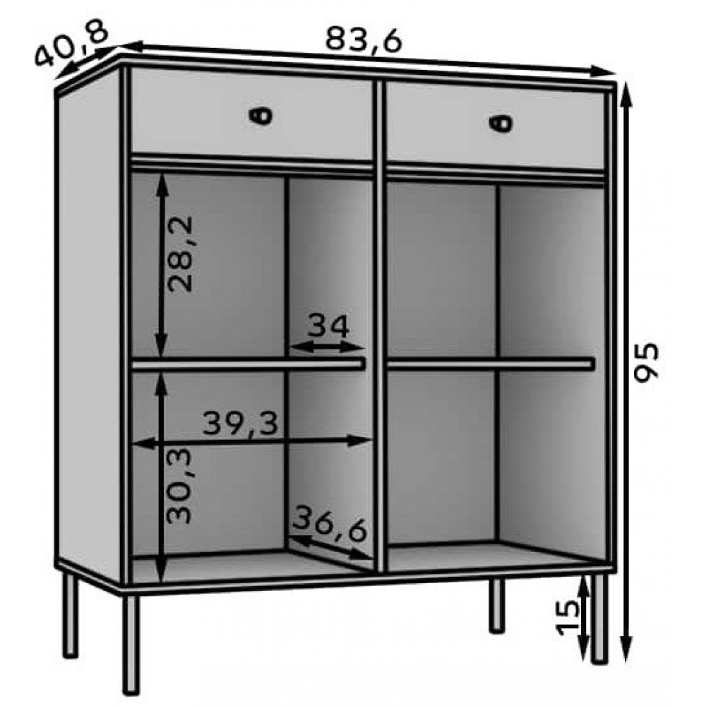 Μπουφές Code 2D2S-Prasino 83.5x40.8x95