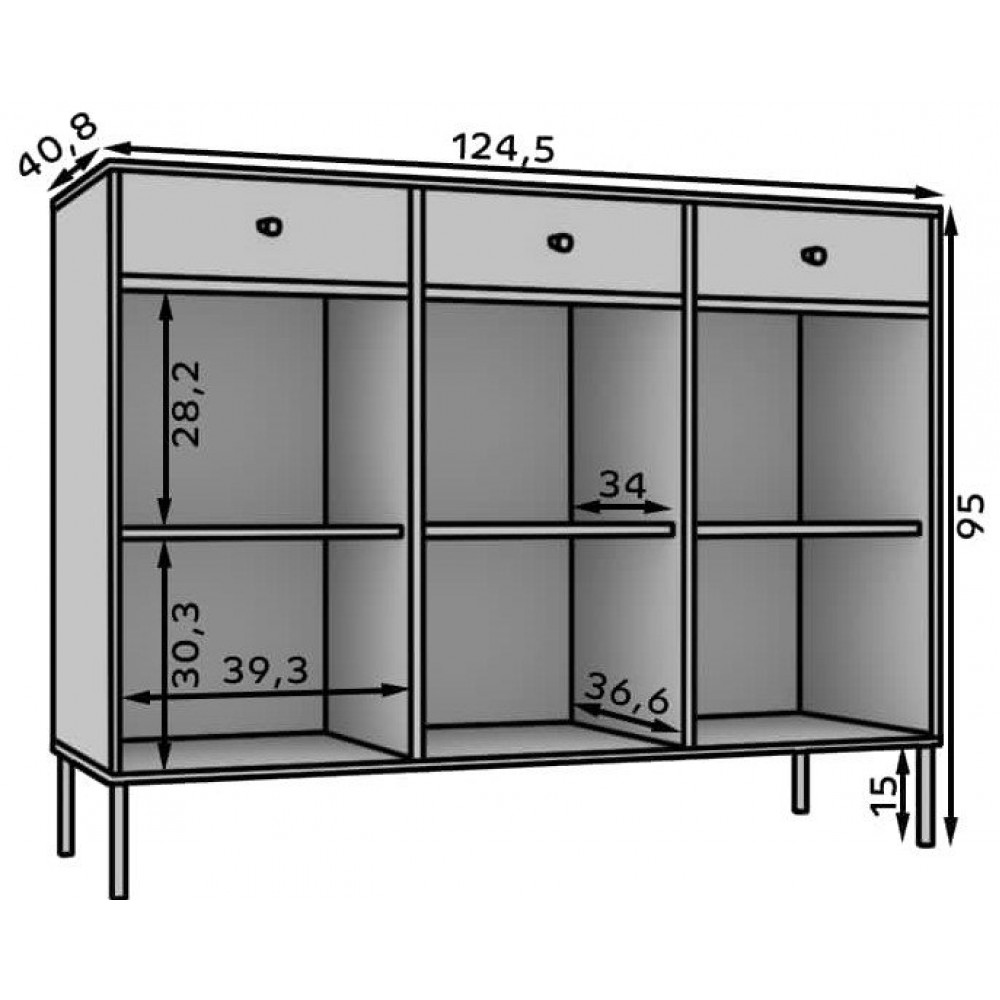 Μπουφές Code 3D3S-Mpez 124x40x95