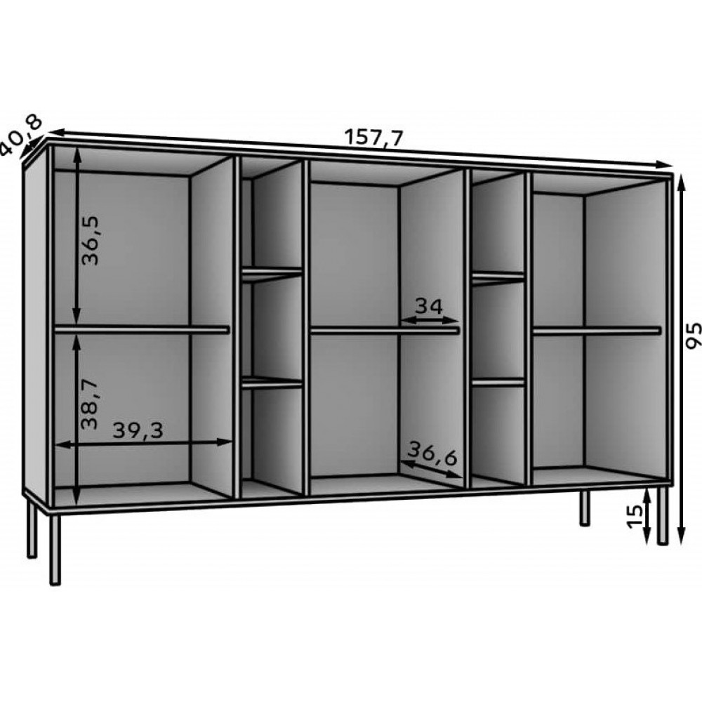 Μπουφές Code 3D6P-Prasino 155x40.8x95