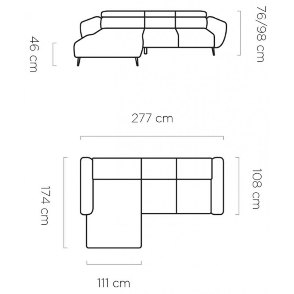 Γωνιακός καναπές Almora-Gkri Anoixto-Αριστερή