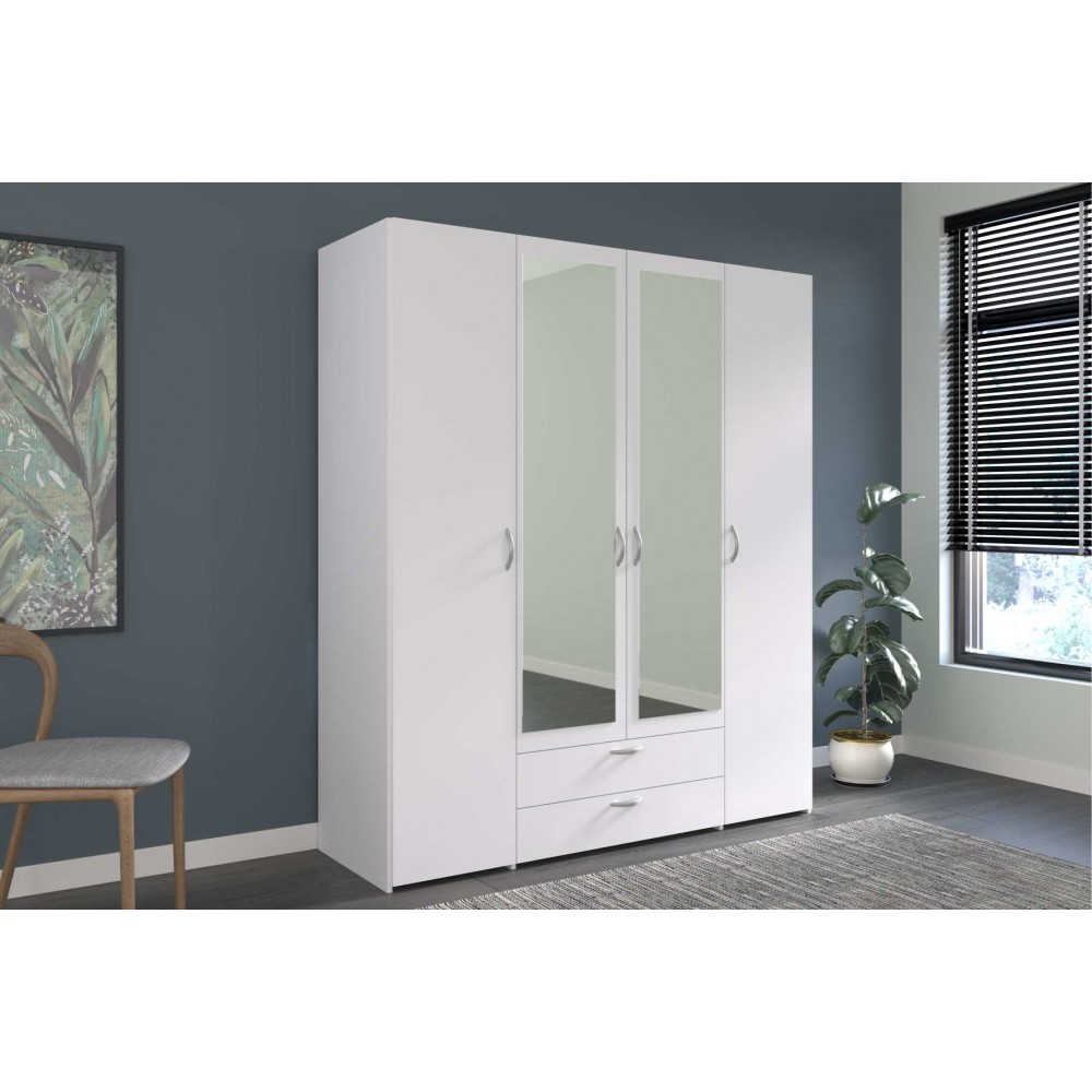 Ντουλάπα Dorm τετράφυλλη με καθρέπτη-Fusiko