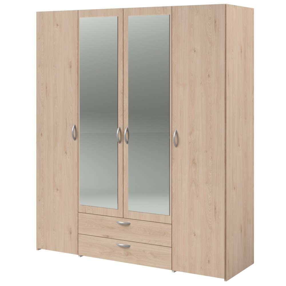 Ντουλάπα Dorm τετράφυλλη με καθρέπτη-Fusiko