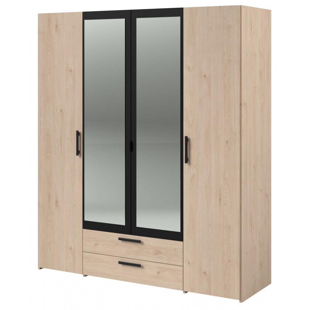 Ντουλάπα Dorm τετράφυλλη με καθρέπτη-Mauro