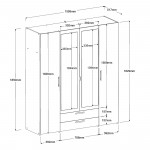 Ντουλάπα Dorm τετράφυλλη με καθρέπτη-Mauro