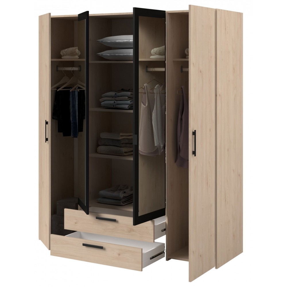 Ντουλάπα Dorm τετράφυλλη με καθρέπτη-Mauro