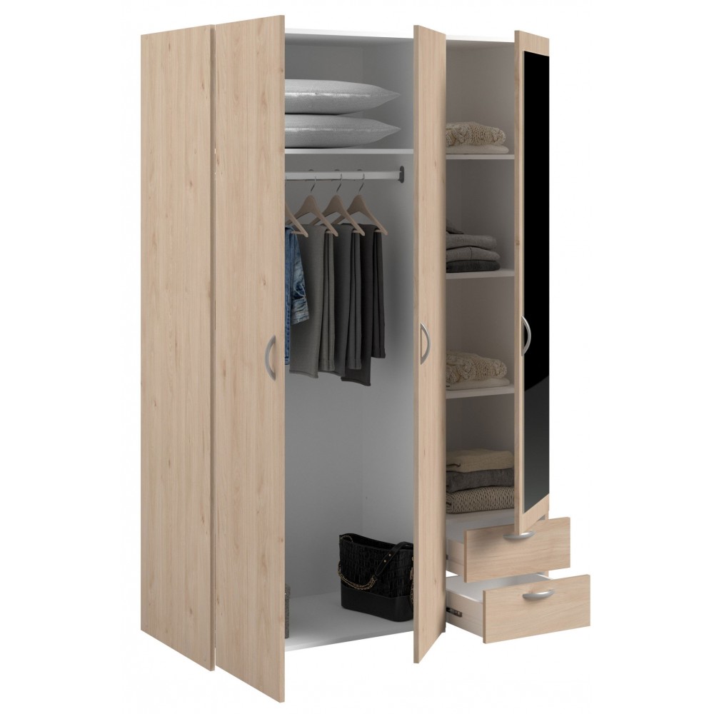 Ντουλάπα Dorm τρίφυλλη με καθρέπτη-Fusiko