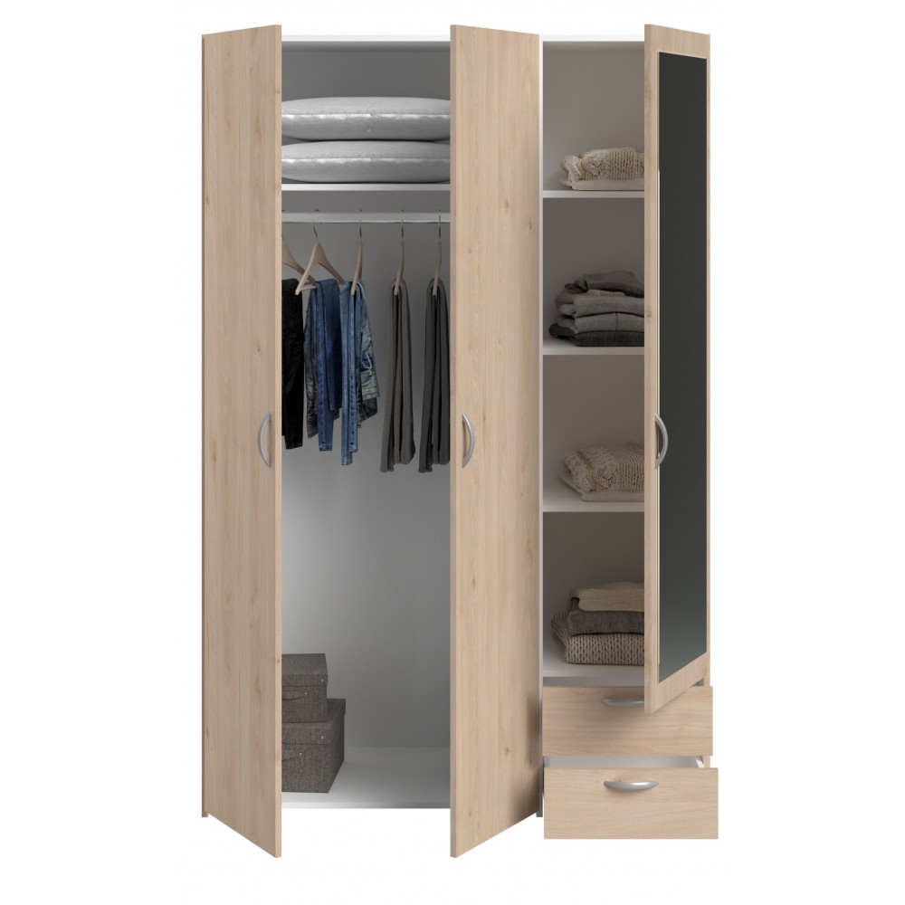 Ντουλάπα Dorm τρίφυλλη με καθρέπτη-Fusiko