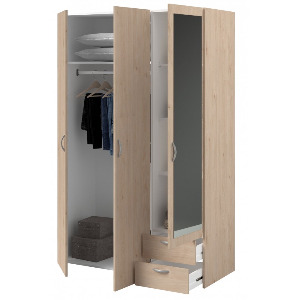 Ντουλάπα Dorm τρίφυλλη με καθρέπτη-Fusiko
