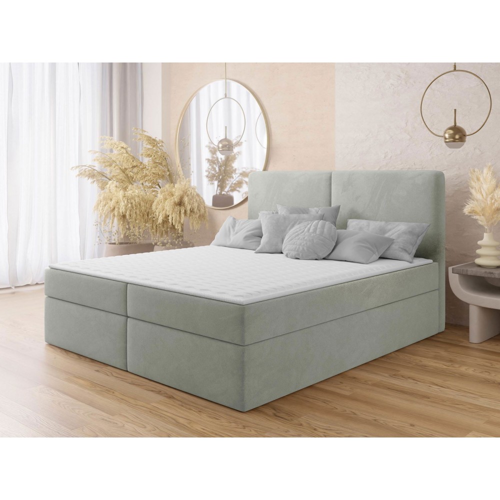 Επενδυμένο κρεβάτι Claire με στρώμα και ανώστρωμα-Gkri Anoixto-140 x 200