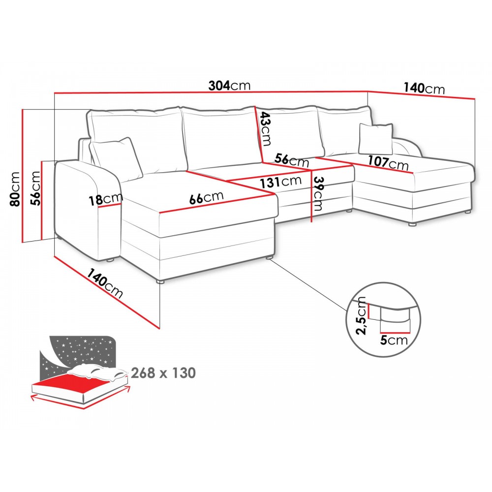 Γωνιακός καναπές Kris U-Mporntw