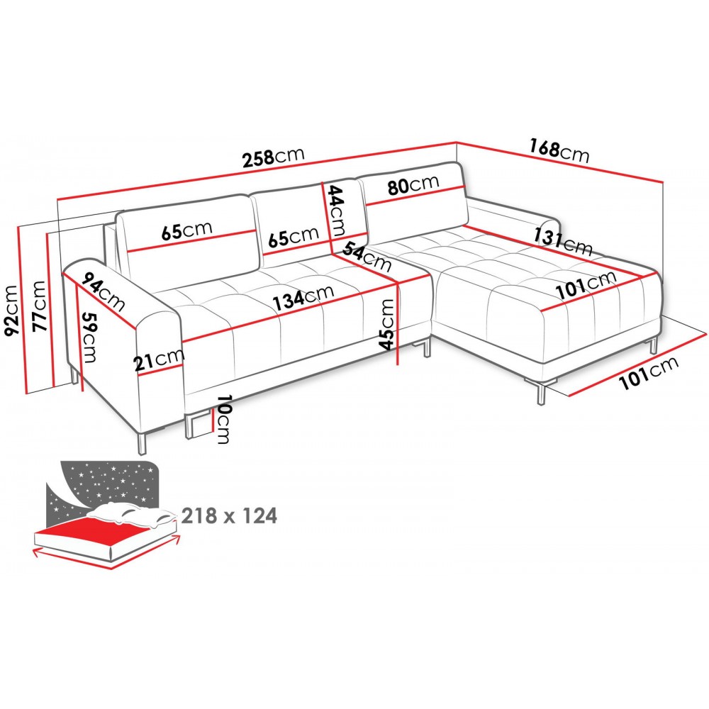 Γωνιακός καναπές Aris L-Krem-Δεξιά