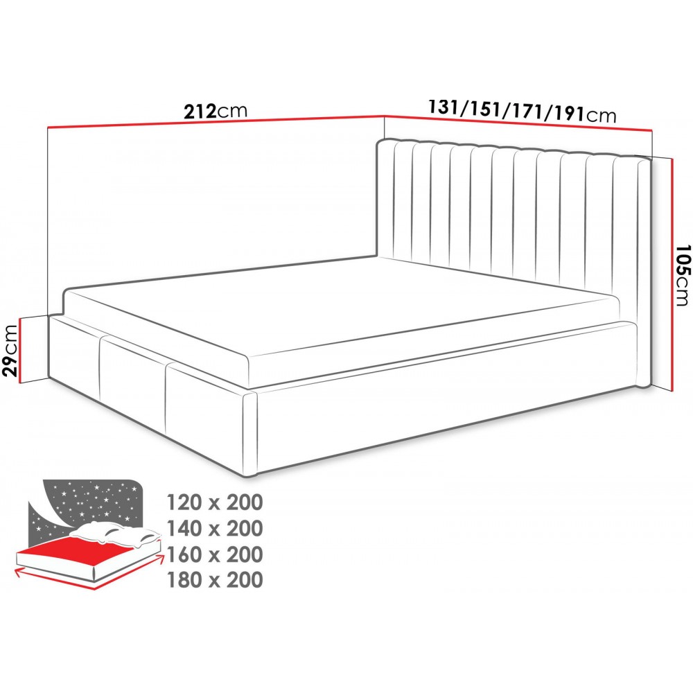 Επενδυμένο κρεβάτι Cosmos-Gkri-120 x 200