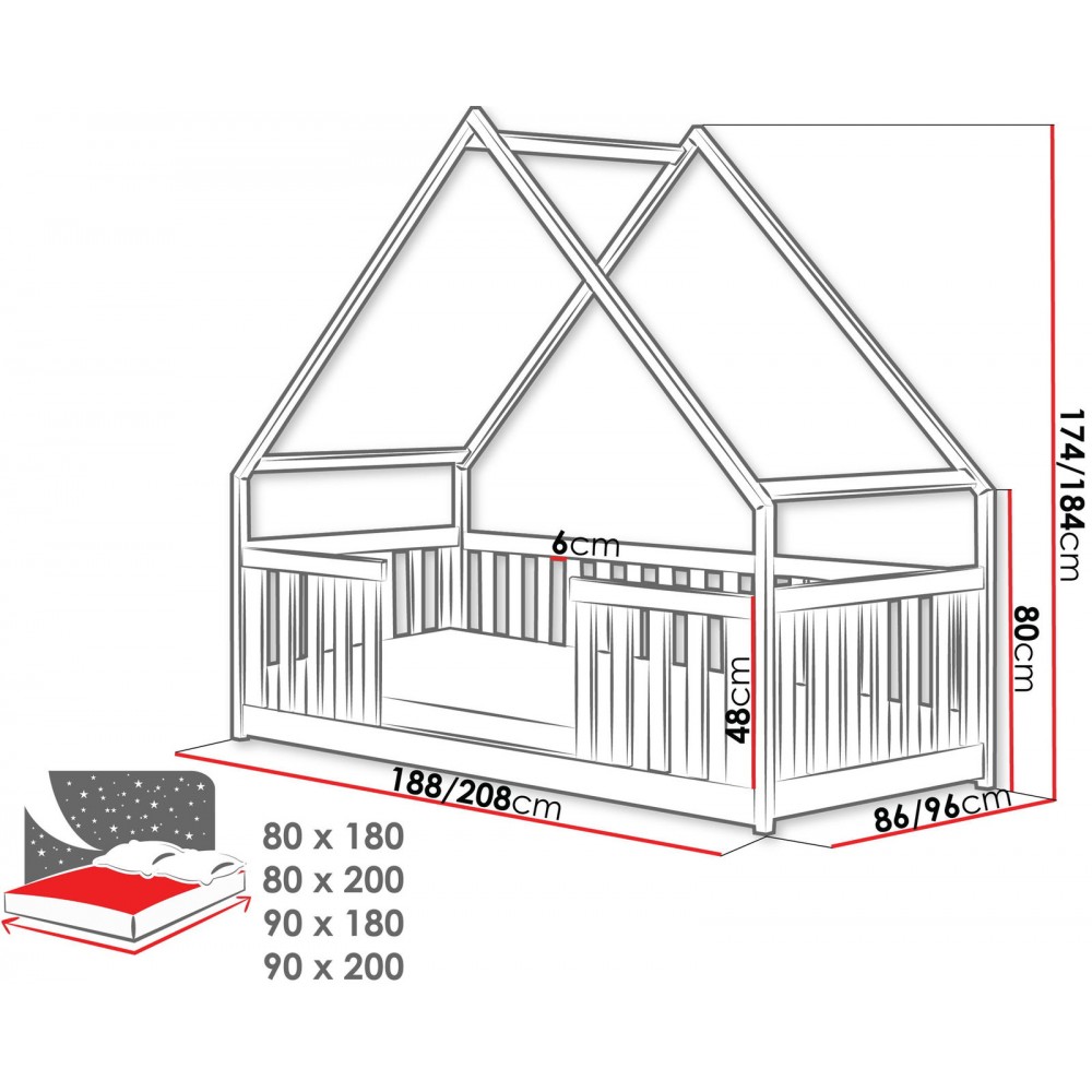 Κρεβάτι παιδικό Bee-Fusiko-80 x 200