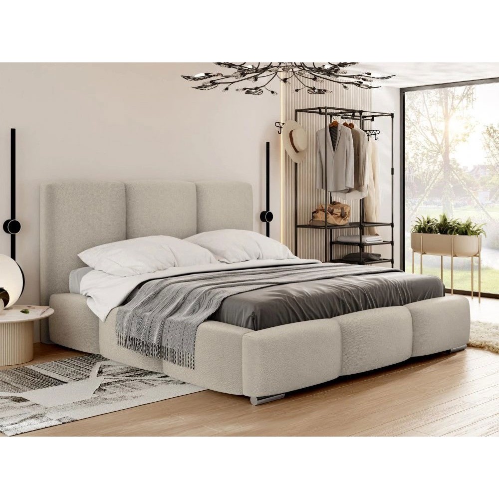 Επενδυμένο κρεβάτι Olweria-Krem-140 x 200