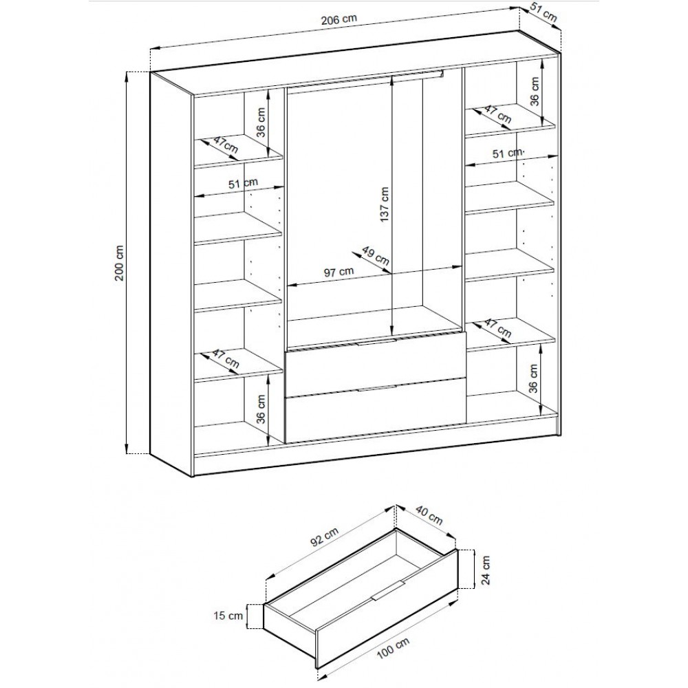 Ντουλάπα Nelly IV τετράφυλλη-Mauro