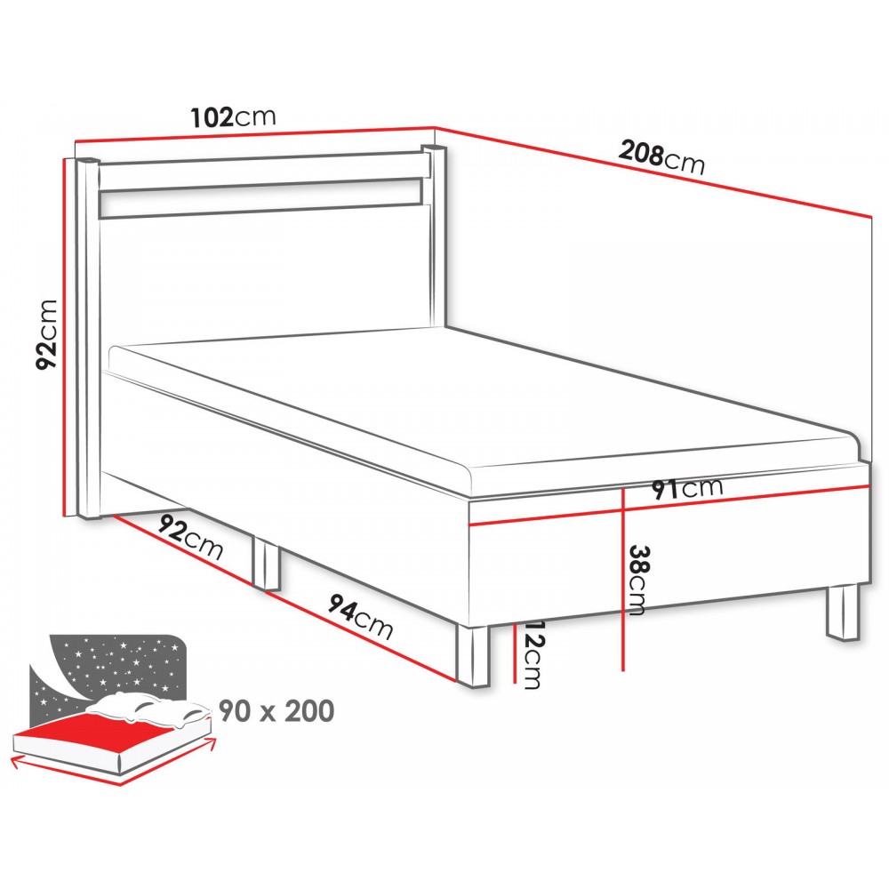 Kρεβάτι Indygo-Mpez-90 x 200