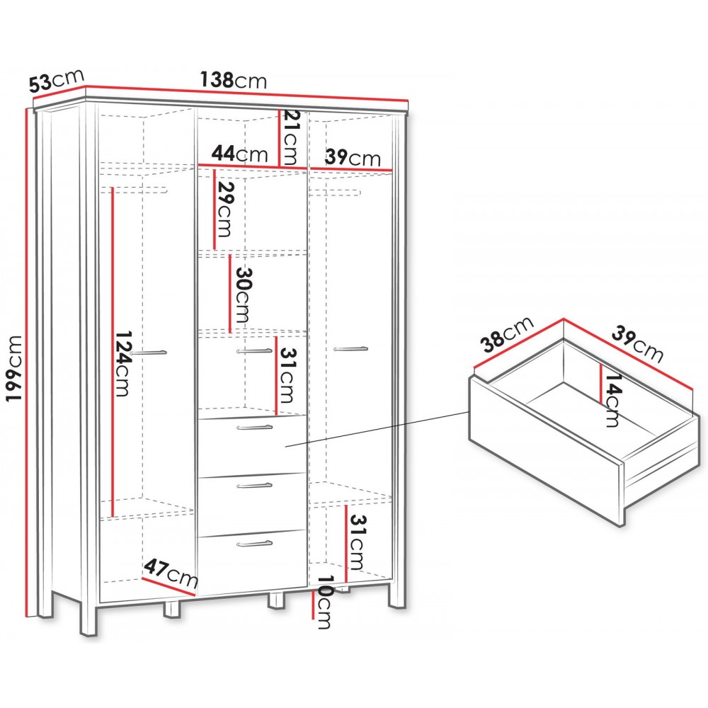 Ντουλάπα Indygo τρίφυλλη-Mpez
