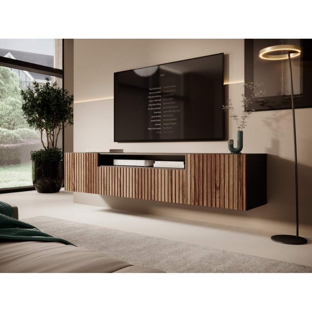 Έπιπλο τηλεόρασης Miram II-Fusiko-Mavro 200x41x40