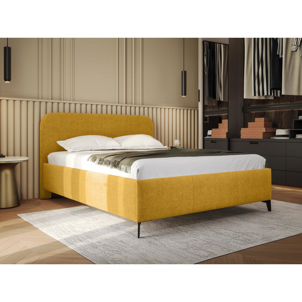 Επενδυμένο κρεβάτι Holly-Moustardi-140 x 200