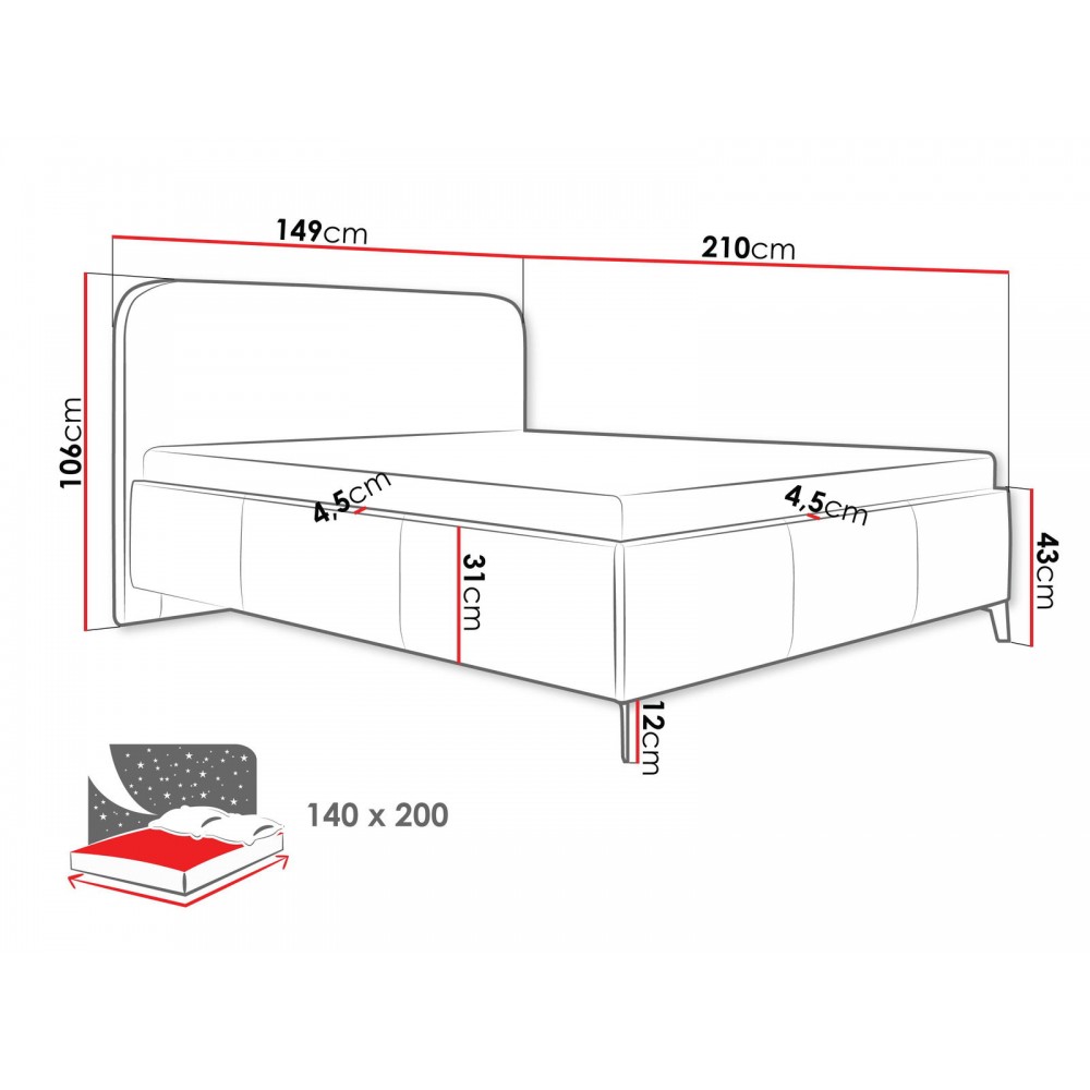 Επενδυμένο κρεβάτι Holly-Moustardi-140 x 200