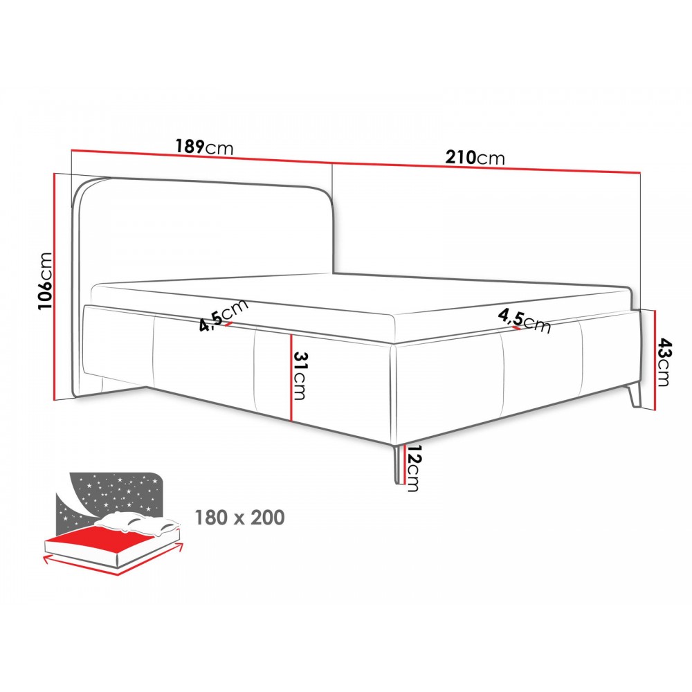 Επενδυμένο κρεβάτι Holly-Moustardi-180 x 200