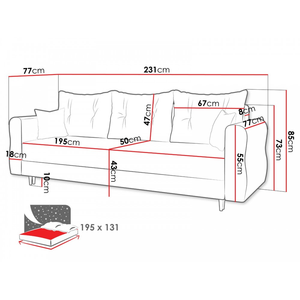 Καναπές Zako τριθέσιος -Mauro