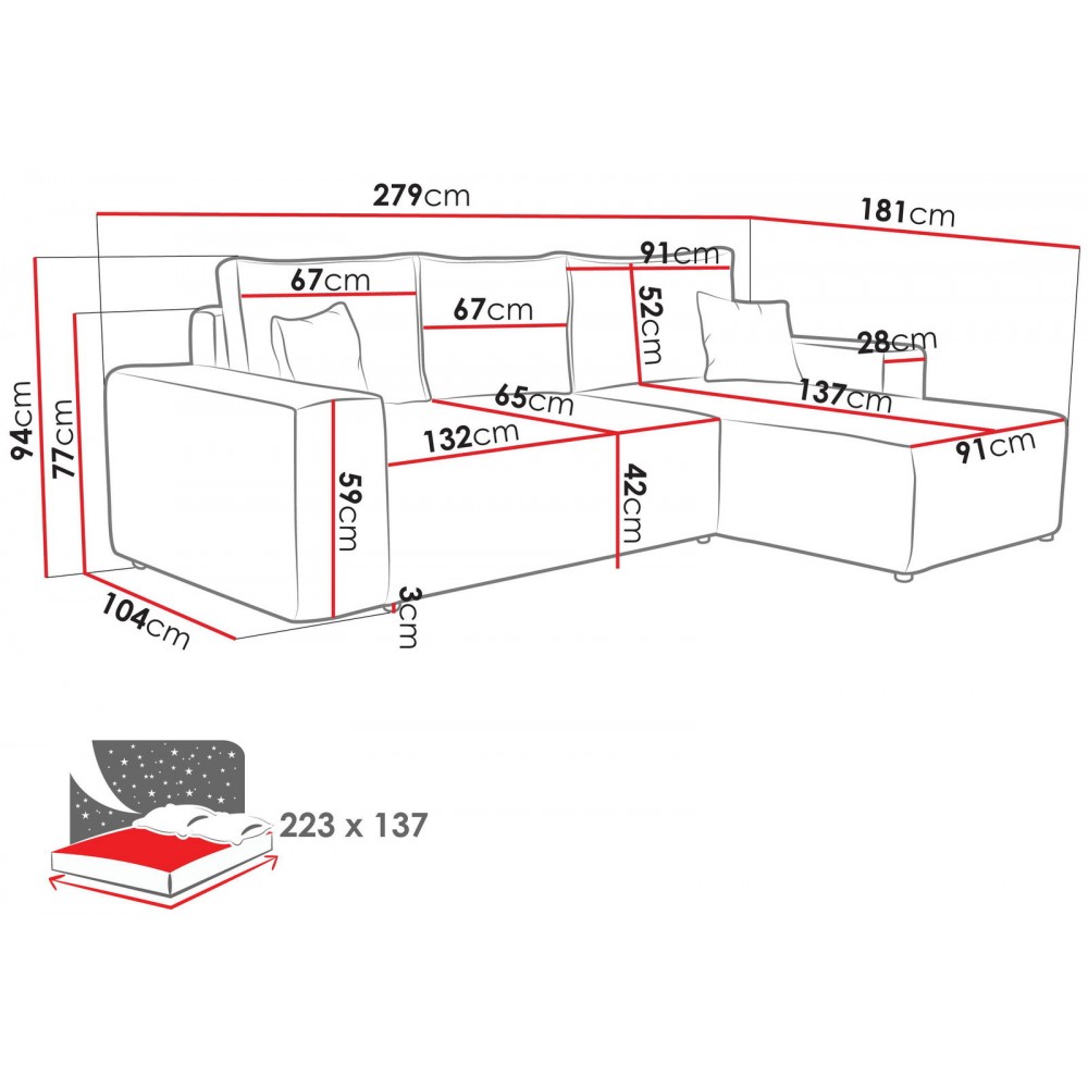 Γωνιακός καναπές Malaga mini I-Mpez-Αριστερή
