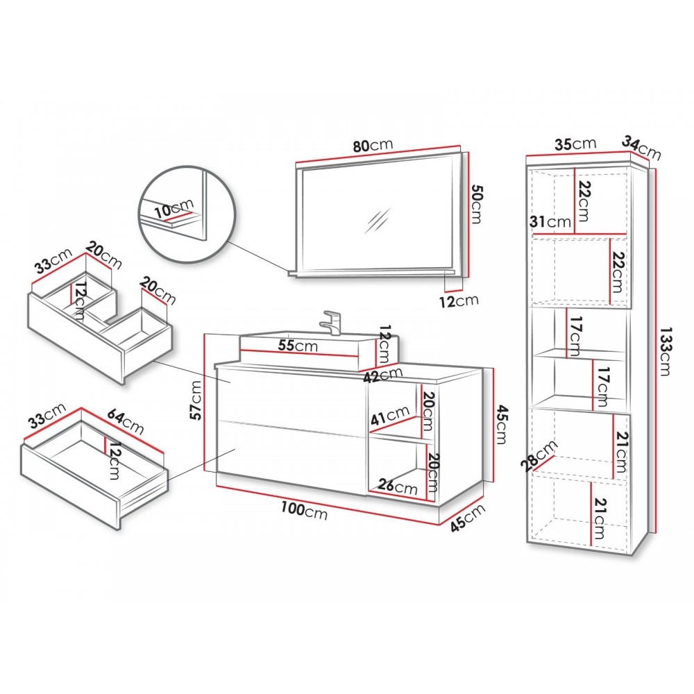 Σετ μπάνιου Kertos Ryfle II-Leuko