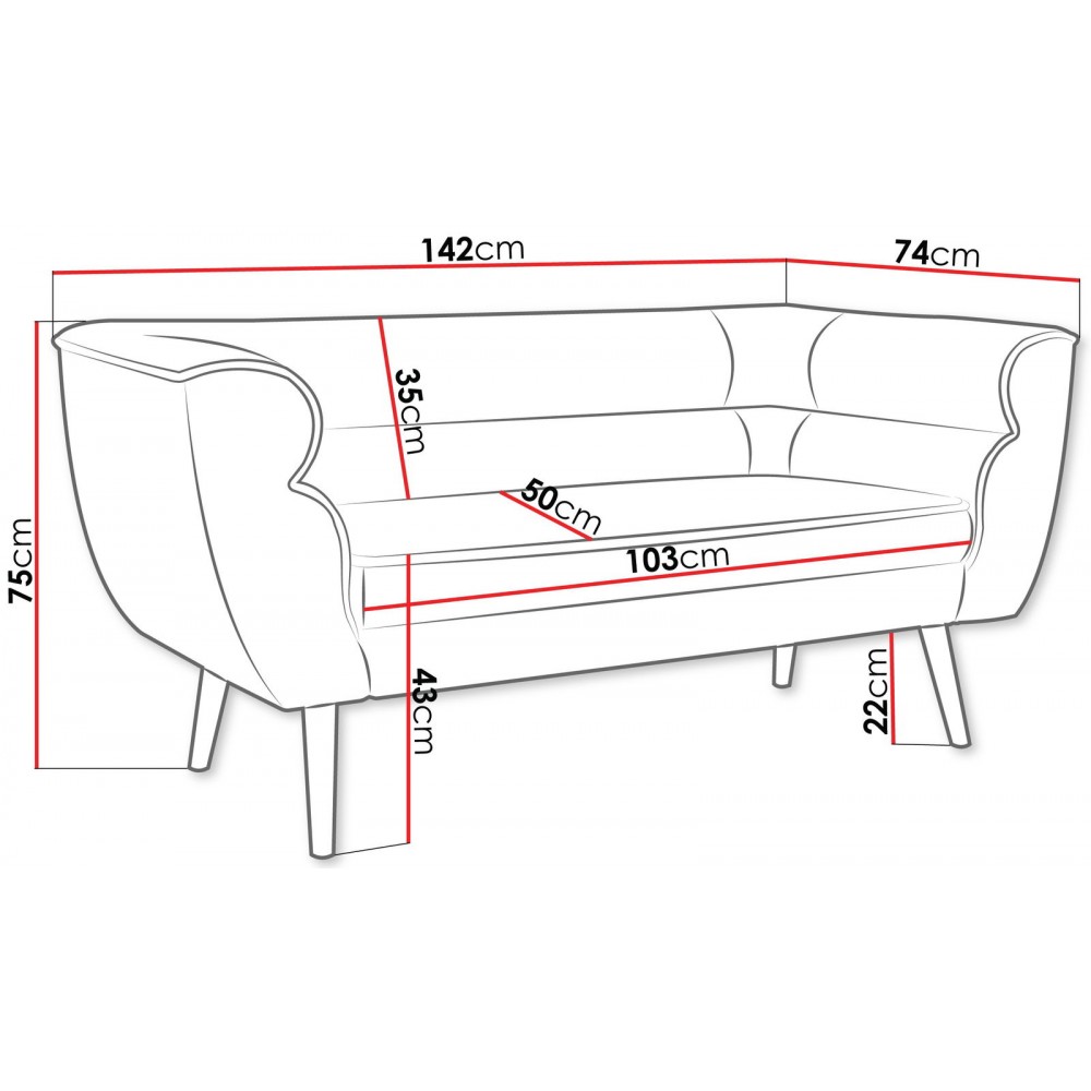 Καναπές Bal II διθέσιος-Gkri Skouro