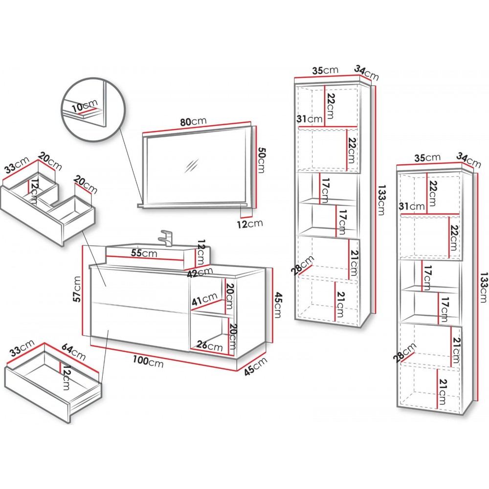 Σετ μπάνιου Kertos Ryfle III-Leuko