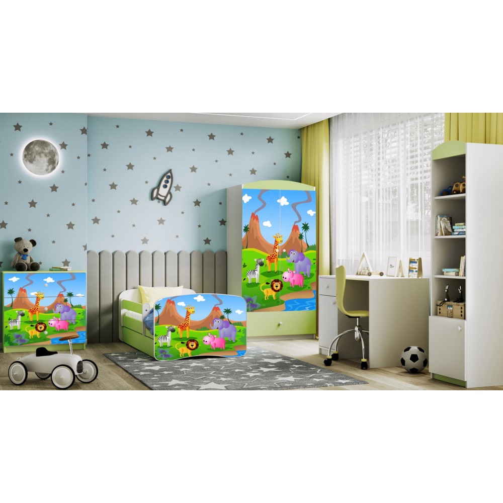 Παιδικό Κρεβάτι Babydreams Cartoon-Prasino-140 x 70-Safari 144x80x61