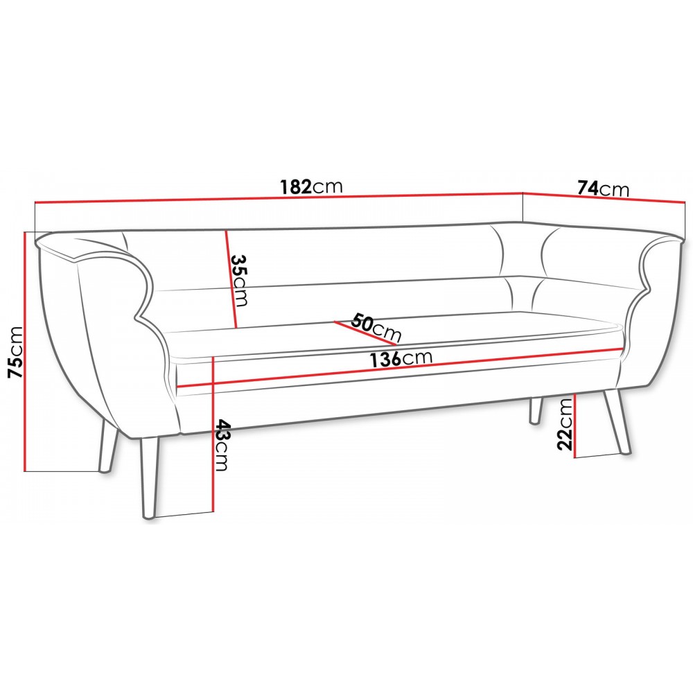 Καναπές Bal III τριθέσιος-Sapio milo