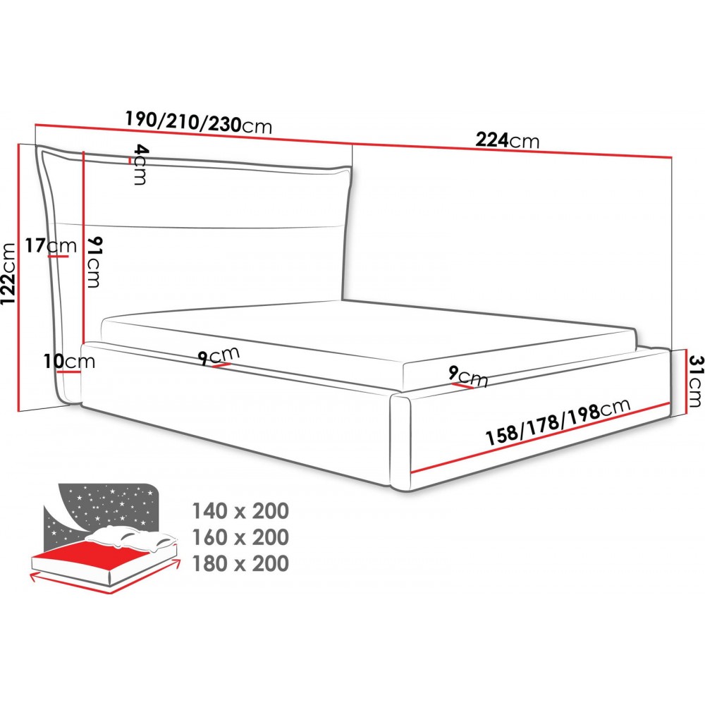 Επενδυμένο κρεβάτι Tinkus-160 x 200