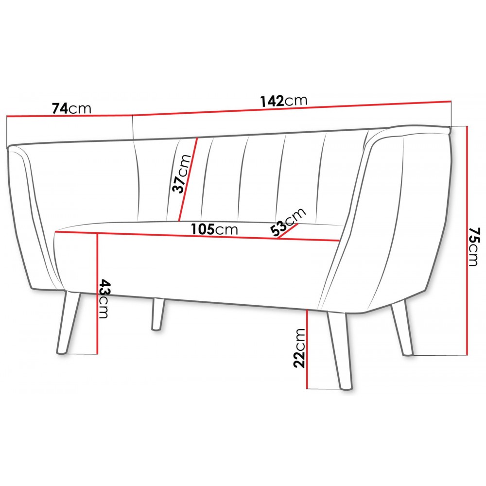 Καναπές Pas II διθέσιος-Gkri Anoixto
