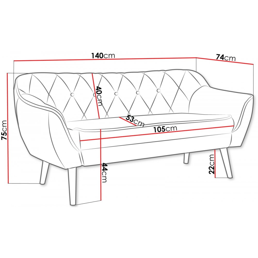 Καναπές Skand II διθέσιος-Gkri Skouro