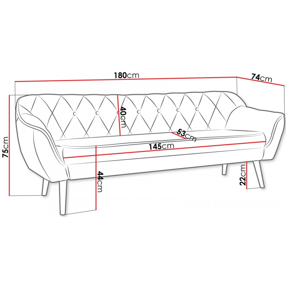 Καναπές Skand III τριθέσιος-Prasino