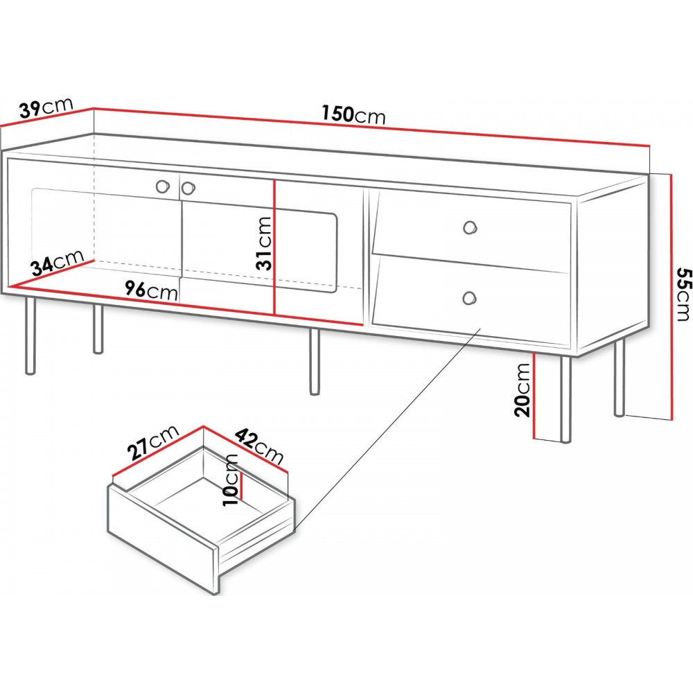 Έπιπλο τηλεόρασης Valerio 150-Leuko